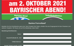 Kartenvorverkauf Bayrischer Abend