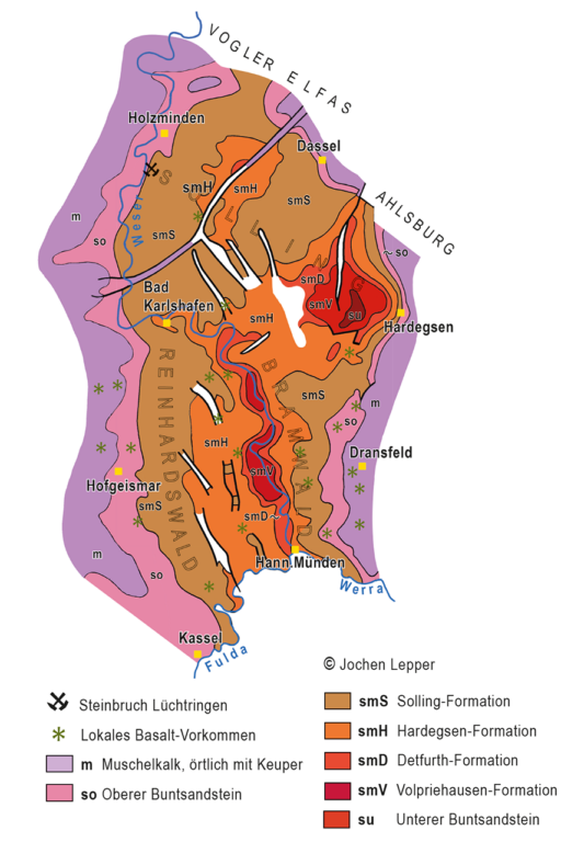 Schematische Darstellung deszwiebelschalenförmigen Baus des Solling-Gewölbes